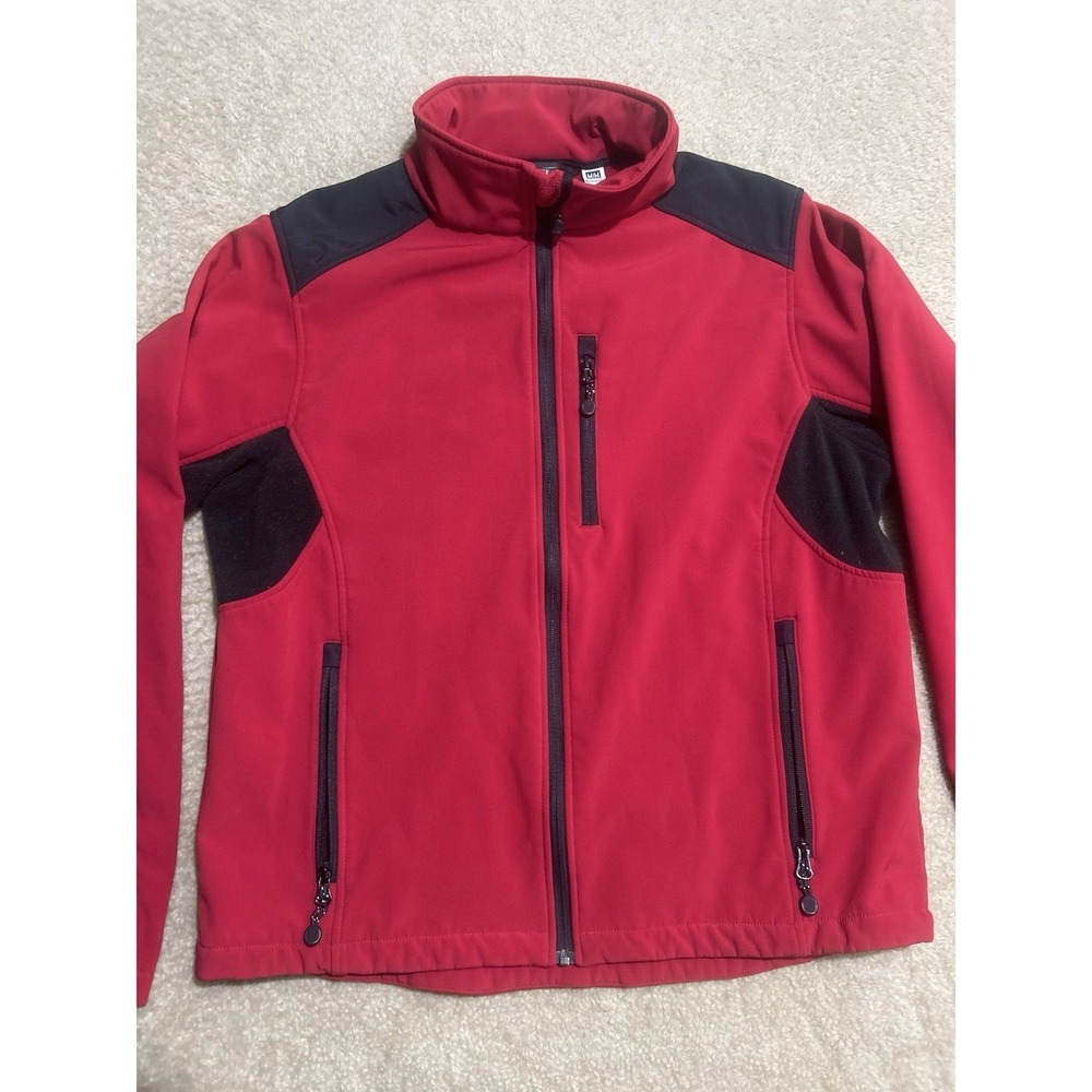 Black Diamond Jacket Mens Medium Red Black Softshell Fleece Lined Coat 5 Pockets - Picture 2 of 10